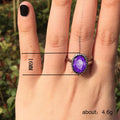 Silver Tone Oval Purple Crystal Halo Ring Fashion Jewelry view 5