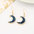 Gold Tone Iridescent Black Crescent Crystal Cluster Hook Earrings view 5