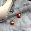 Red White Gradient Realistic Strawberry Fishhook Earrings view 4