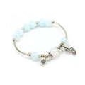 Pink Bead Silver Tone Leaf Charm Finished Bracelet view 2