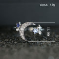 Silver Open Moon And Star Ring In A Polished Decorative Design view 5