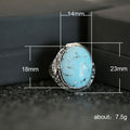 Silver Tone Oval Blue Stone Statement Ring Fashion Jewelry view 5