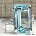 Oversized Rectangular Solitaire Ring In Four Stone Colors Silver Tone view 5