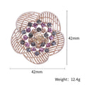 Rose Gold Wire Rose Brooch with Multicolor Crystals view 5