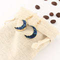 Gold Tone Iridescent Black Crescent Crystal Cluster Hook Earrings view 2