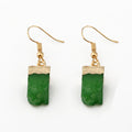 Gold Tone Rectangular Crystal Cluster Hook Earrings in Two Colors view 1
