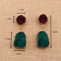 Gold Tone Burgundy and Green Crystal Cluster Statement Drop Earrings view 2