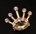 Crystal Rhinestone Crown Brooch Pin Silver Or Gold Tone view 6