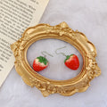 Red White Gradient Realistic Strawberry Fishhook Earrings view 1