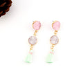Gold Tone Double Round Crystal Cluster Tassel Earrings in Two Colors view 5