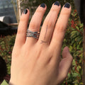 Silver Layered Crisscross Pavé Band Ring In A Polished Decorative Design view 2