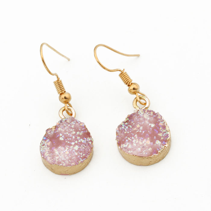 Gold Tone Small Round Crystal Cluster Hook Earrings in Two Colors