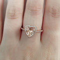 Rose Gold Tone Heart Stone Halo Ring In A Polished Decorative Design view 4