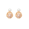 Pearl Look Faceted Center Wire Nest Round Stud Earrings view 5