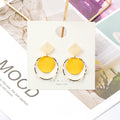 White Square and Open Round Two Part Dangle Earrings view 2