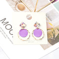 White Square and Open Round Two Part Dangle Earrings view 4