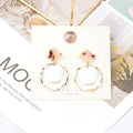 White Square and Open Round Two Part Dangle Earrings view 6
