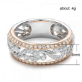 Two-Tone Floral Openwork Crystal Band Ring Jewelry view 5