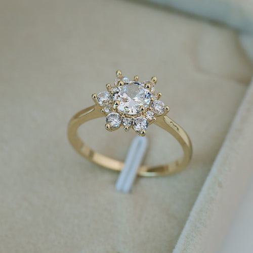 Snowflake Clear Crystal Ring in Three Metal Tones styled view