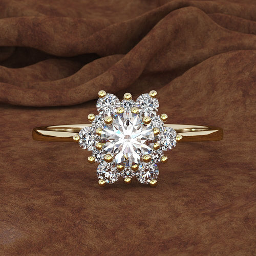 Snowflake Clear Crystal Ring in Three Metal Tones front view