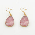 Gold Tone Long Iridescent Teardrop Crystal Cluster Hook Earrings view 5