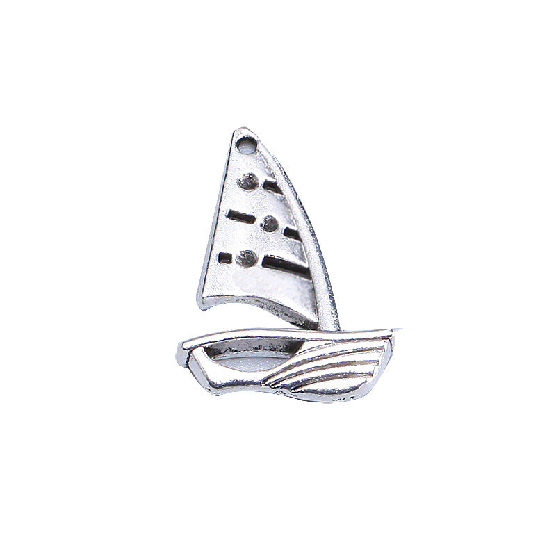 Double-Sided Alloy Sailboat Charm Pendant 31x21mm