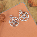Openwork Pentagram Circle Charm In Four Metal Finishes view 7