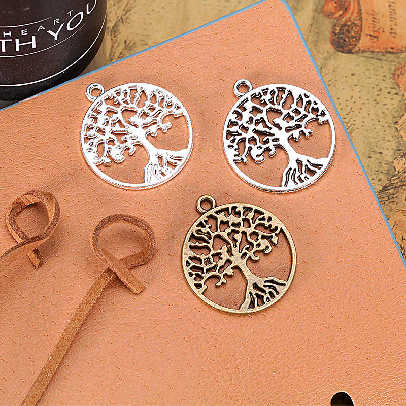 Double-Sided Round Tree of Life Alloy Pendant 25mm