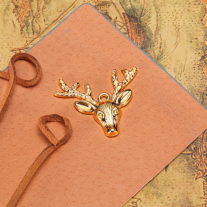 Christmas Reindeer Head Alloy Charm Pendant 36x33mm