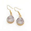 Gold Tone Small Round Crystal Cluster Hook Earrings in Two Colors view 2