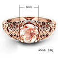 Rose Gold Tone Peach Crystal Filigree Ring Fashion Jewelry view 5