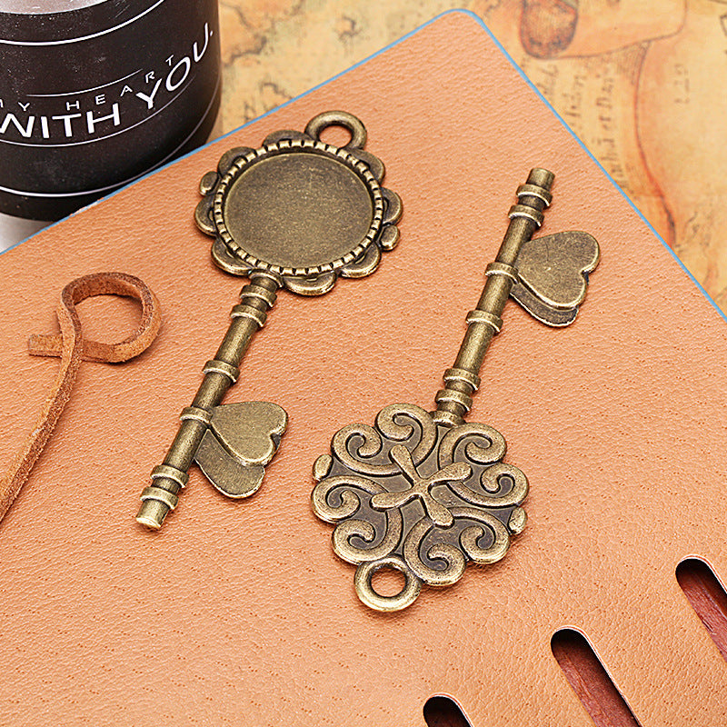 Vintage Key Charm Pendant with 20mm Bezel Setting