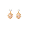 Pearl Look Faceted Center Wire Nest Round Stud Earrings view 6