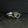 Two Tone Interlocking Heart Open Ring Fashion Jewelry view 1