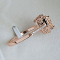 Rose Gold Tone Heart Stone Halo Ring In A Polished Decorative Design view 3