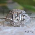 Silver Tone Art Deco Square Halo Statement Ring Design view 5