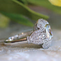 Silver Tone Art Deco Square Halo Statement Ring Design view 2