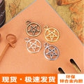 Openwork Pentagram Circle Charm In Four Metal Finishes view 1