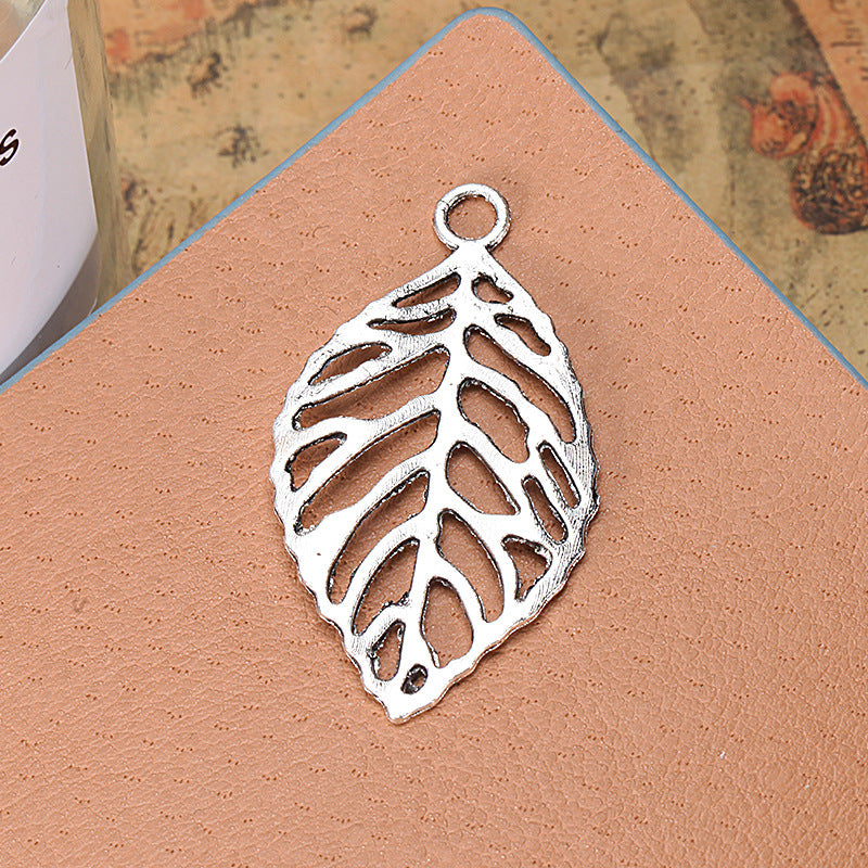 48x26mm Vintage Hollow Leaf Alloy Pendant