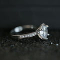 Silver Tone Six Prong Clear Crystal Solitaire Ring view 4