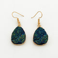 Gold Tone Long Iridescent Teardrop Crystal Cluster Hook Earrings view 2