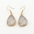 Gold Tone Long Iridescent Teardrop Crystal Cluster Hook Earrings view 7