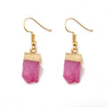 Gold Tone Rectangular Crystal Cluster Hook Earrings in Two Colors view 2