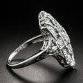 Elongated Art Deco Clear Stone Statement Ring In Silver Tone view 3