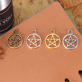 Openwork Pentagram Circle Charm In Four Metal Finishes view 4