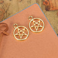 Openwork Pentagram Circle Charm In Four Metal Finishes view 6