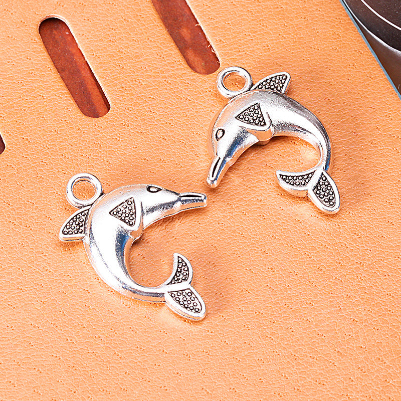 32x23mm Vintage Double-Sided Dolphin Alloy Charm Pendant