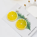 Green Lime and Yellow Lemon Slice Novelty Hook Earrings view 3