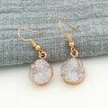 Gold Tone Small Round Crystal Cluster Hook Earrings in Two Colors view 5
