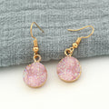 Gold Tone Small Round Crystal Cluster Hook Earrings in Two Colors view 3
